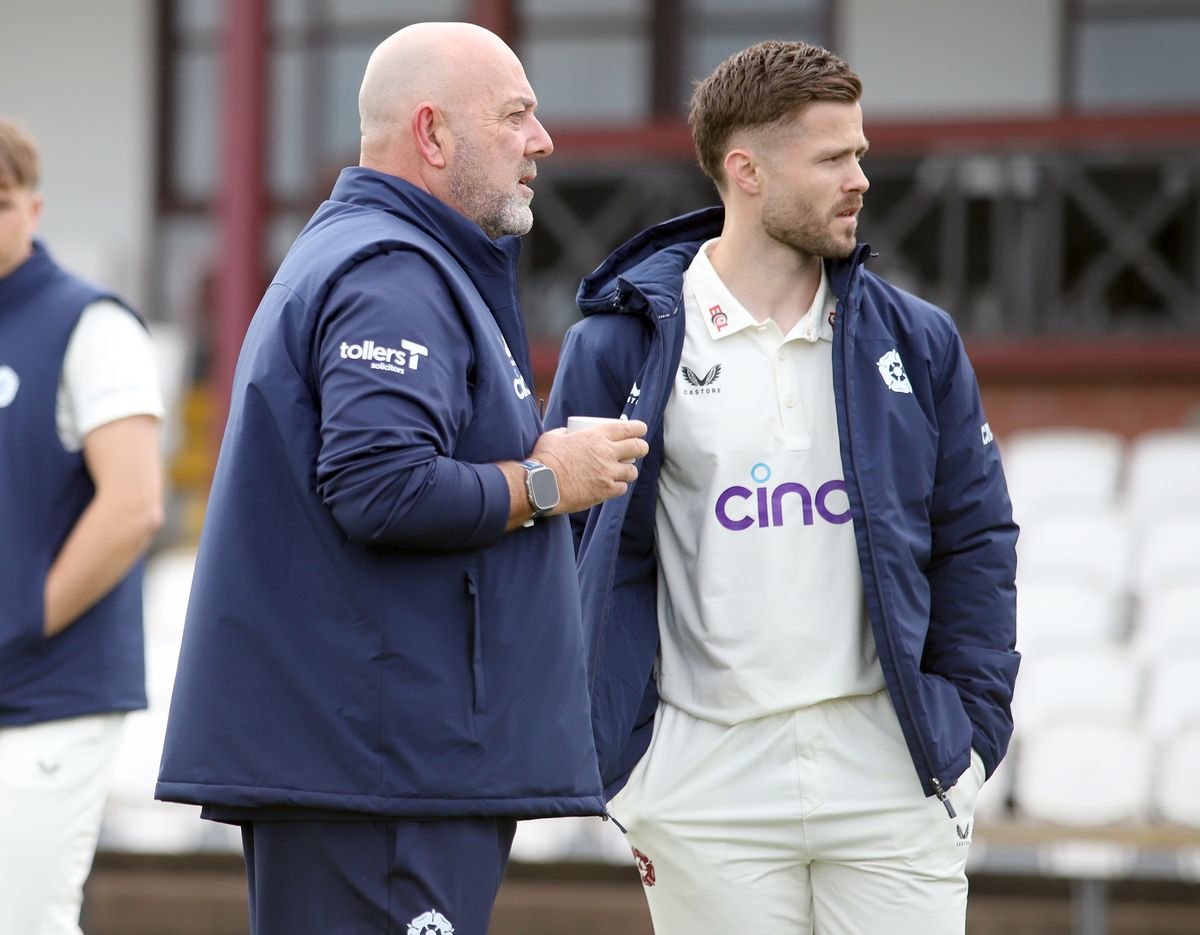 Northamptonshire Head Coach Darren Lehmann with keeper Lewis McManus
