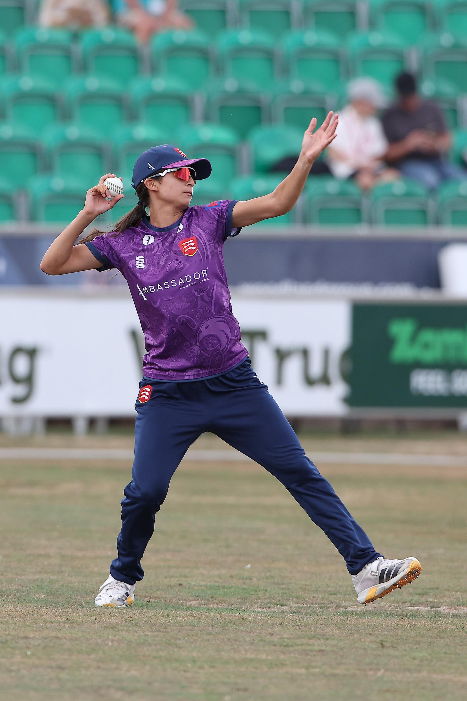 Clara Thaker of Essex during Essex Women vs Somerset Women, Metro Bank One-Day Cup Women League One Cricket at The Ambassador Cruise Line Ground on 19th August 2026